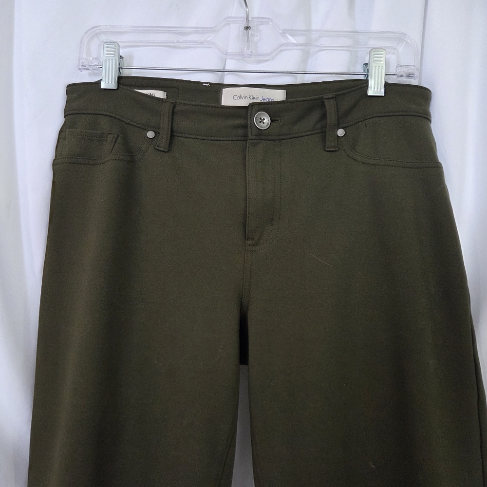Calvin Klein Jeans Green Stretch Leggings Size 10 - Picture 2 of 9